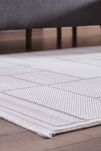 Deco Avior 17612 Dikdörtgen Geometrik Desenli Halı 80x000 - Krem