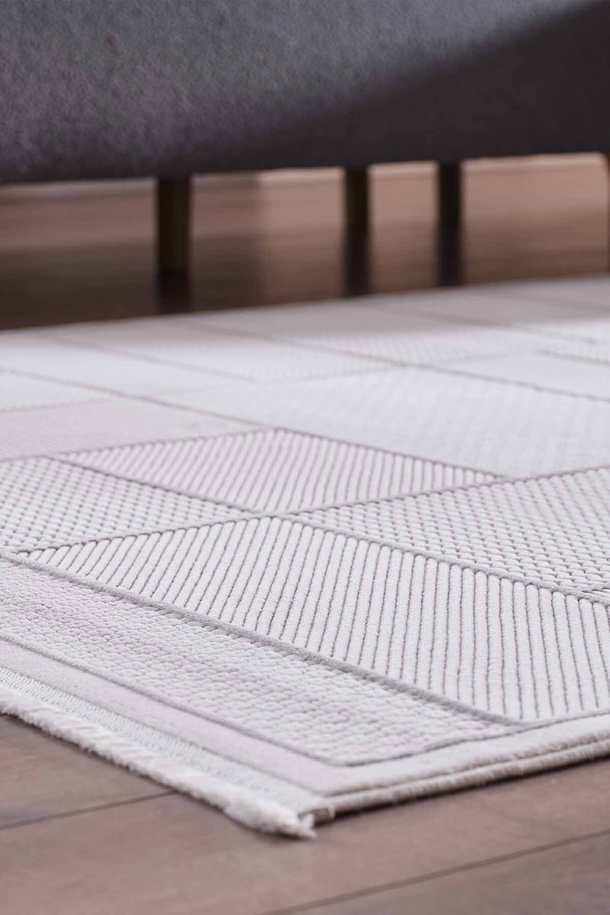 Deco Avior 17612 Dikdörtgen Geometrik Desenli Halı 120x000 - Krem