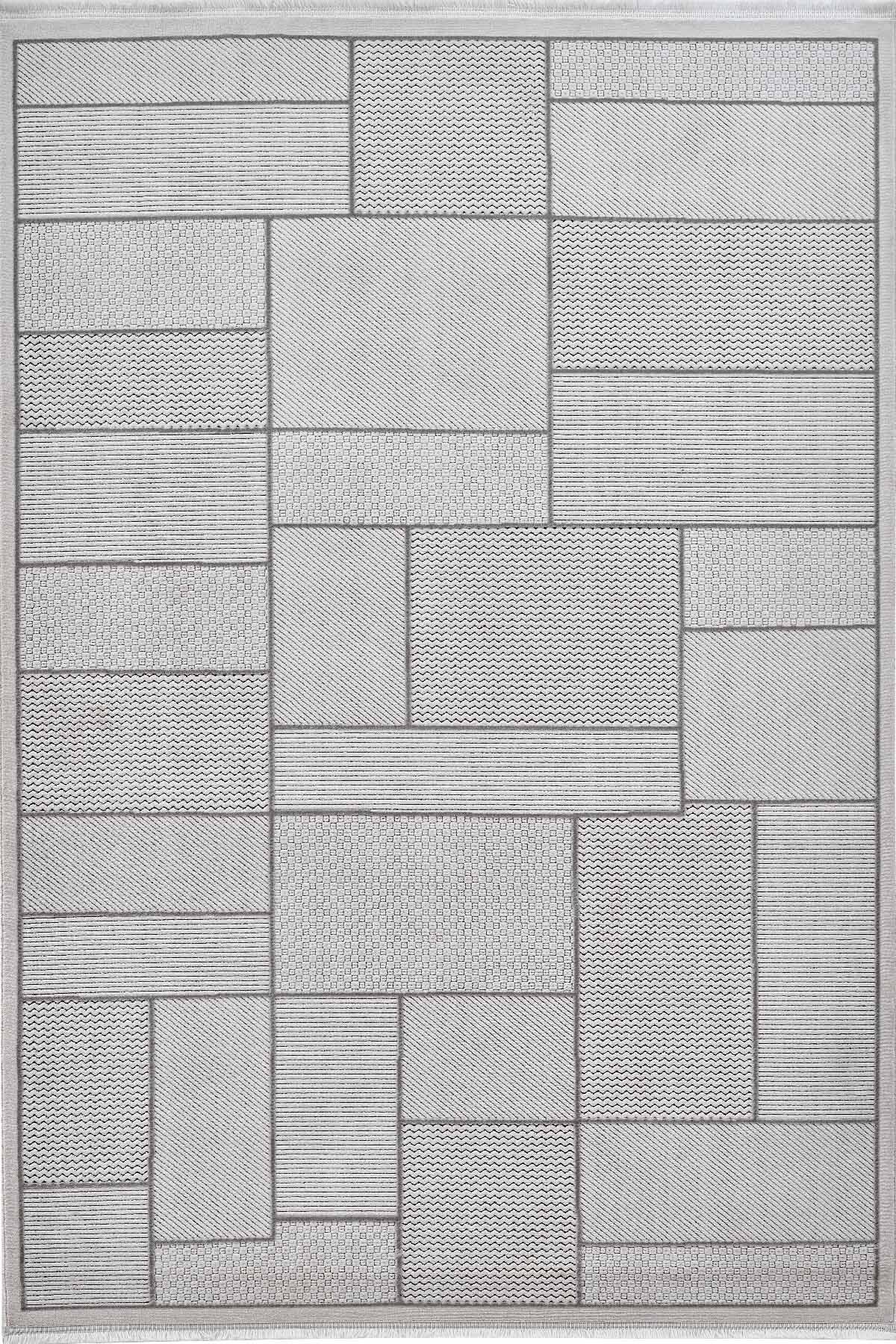 Deco Avior 17612 Dikdörtgen Geometrik Desenli Halı 160x230 - Krem