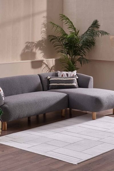 Deco Avior 17612 Dikdörtgen Geometrik Desenli Halı 160x230 - Krem