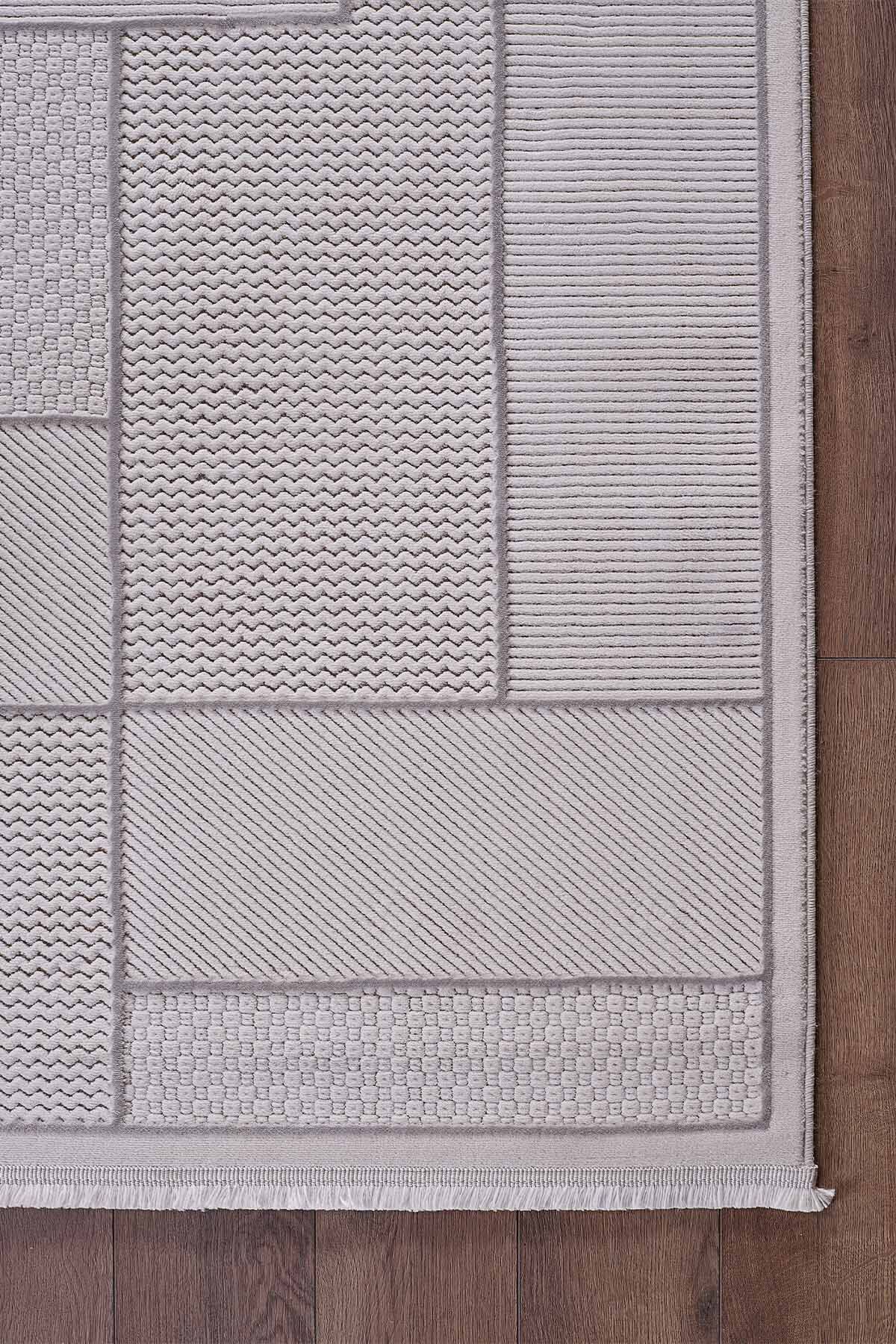Deco Avior 17612 Dikdörtgen Geometrik Desenli Halı 160x230 - Krem