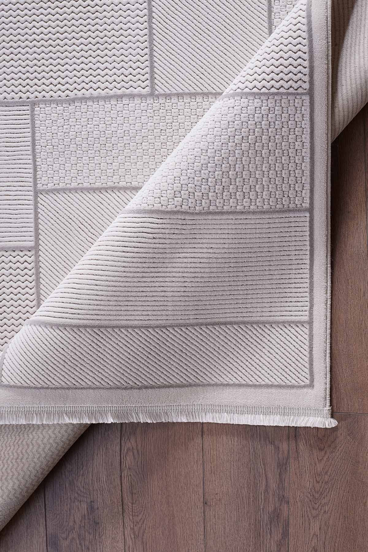 Deco Avior 17612 Dikdörtgen Geometrik Desenli Halı 200x000 - Krem