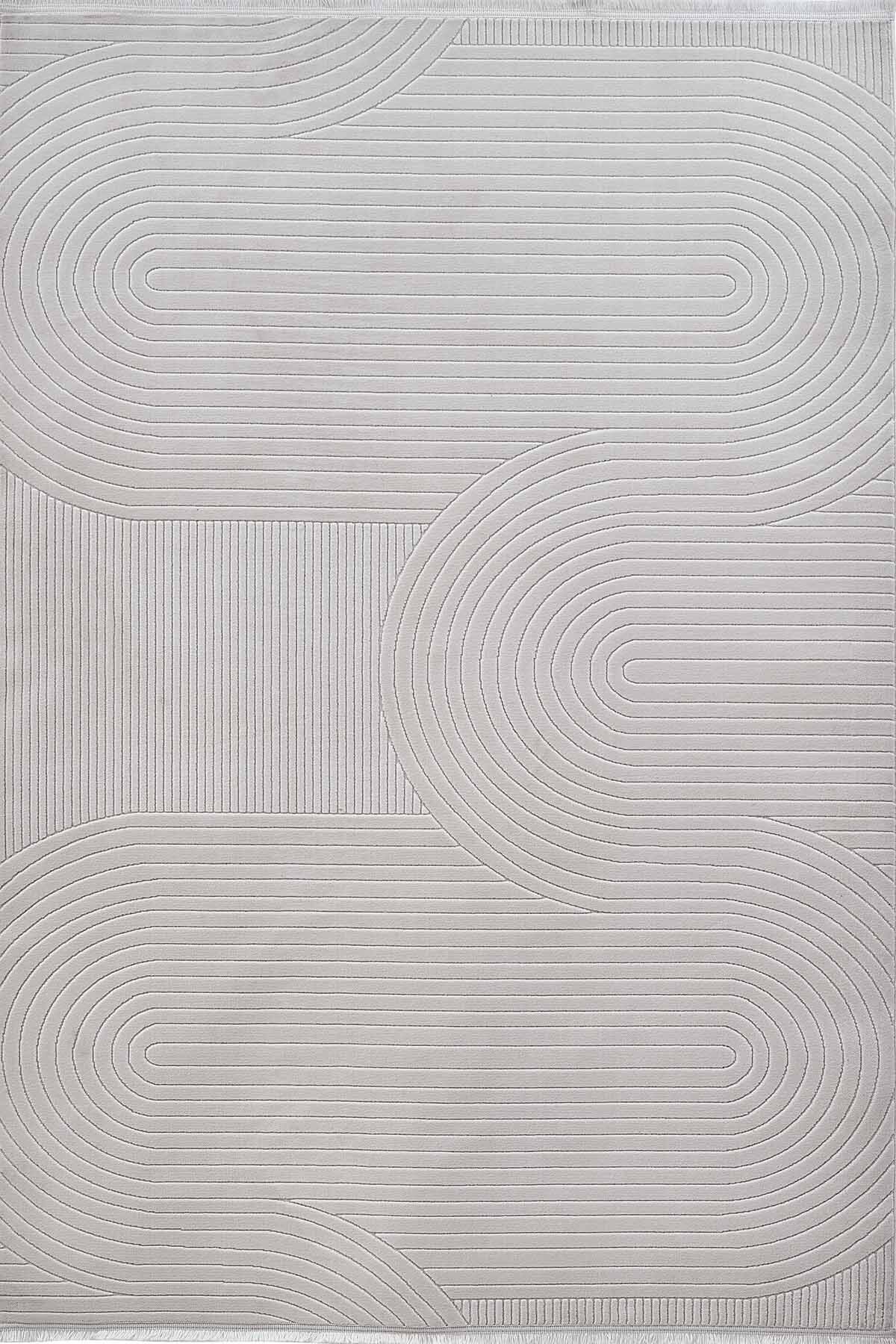 Deco Avior 17447 Dikdörtgen Geometrik Desenli Halı 80x000 - Krem