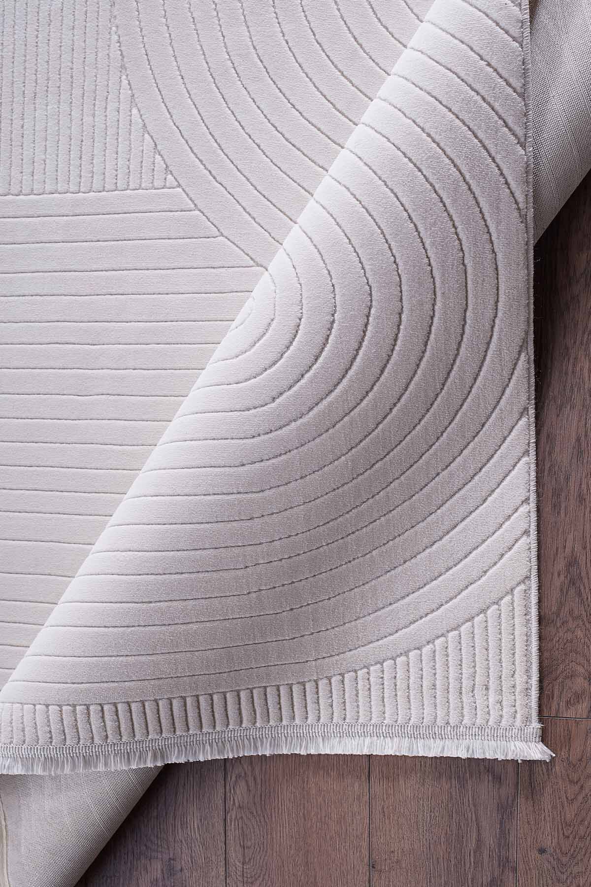 Deco Avior 17447 Dikdörtgen Geometrik Desenli Halı 200x290 - Krem