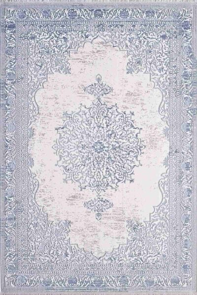 Carissa 11329 Dikdörtgen Akrilik Makine Halısı 80X300 - Mavi