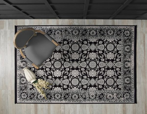 Esiliva 11309 Dikdörtgen Doğal İplik Makine Halısı 120X180 - Siyah