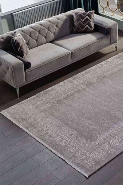 Esiliva 13888 Dikdörtgen Doğal İplik Makine Halısı 240X340 - Gri