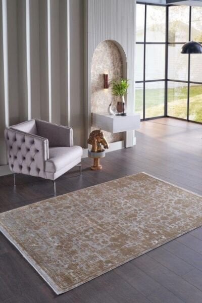 İpekzade100 13945 Doğal İplik Dikdörtgen Makine Halısı 200X290 - Gold