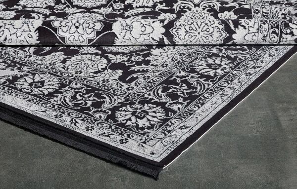 Esiliva 11309 Dikdörtgen Doğal İplik Makine Halısı 160X230 - Siyah