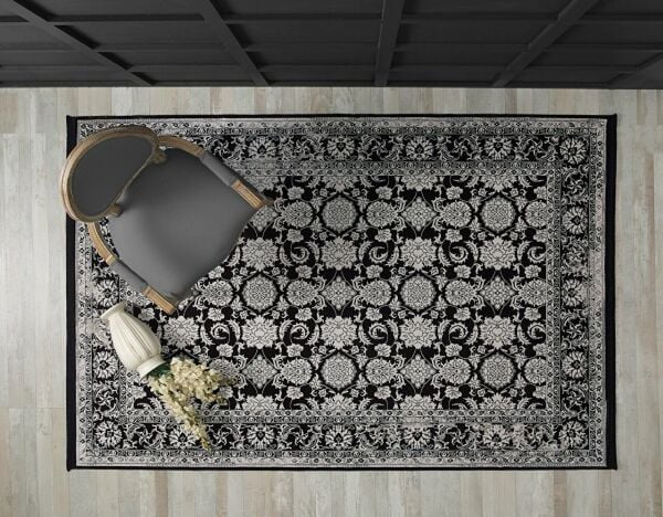 Esiliva 11309 Dikdörtgen Doğal İplik Makine Halısı 160X230 - Siyah