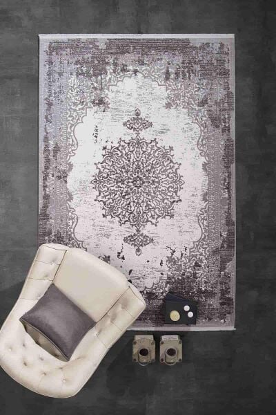 Carissa 11329 Dikdörtgen Akrilik Makine Halısı 100X300 - Gri