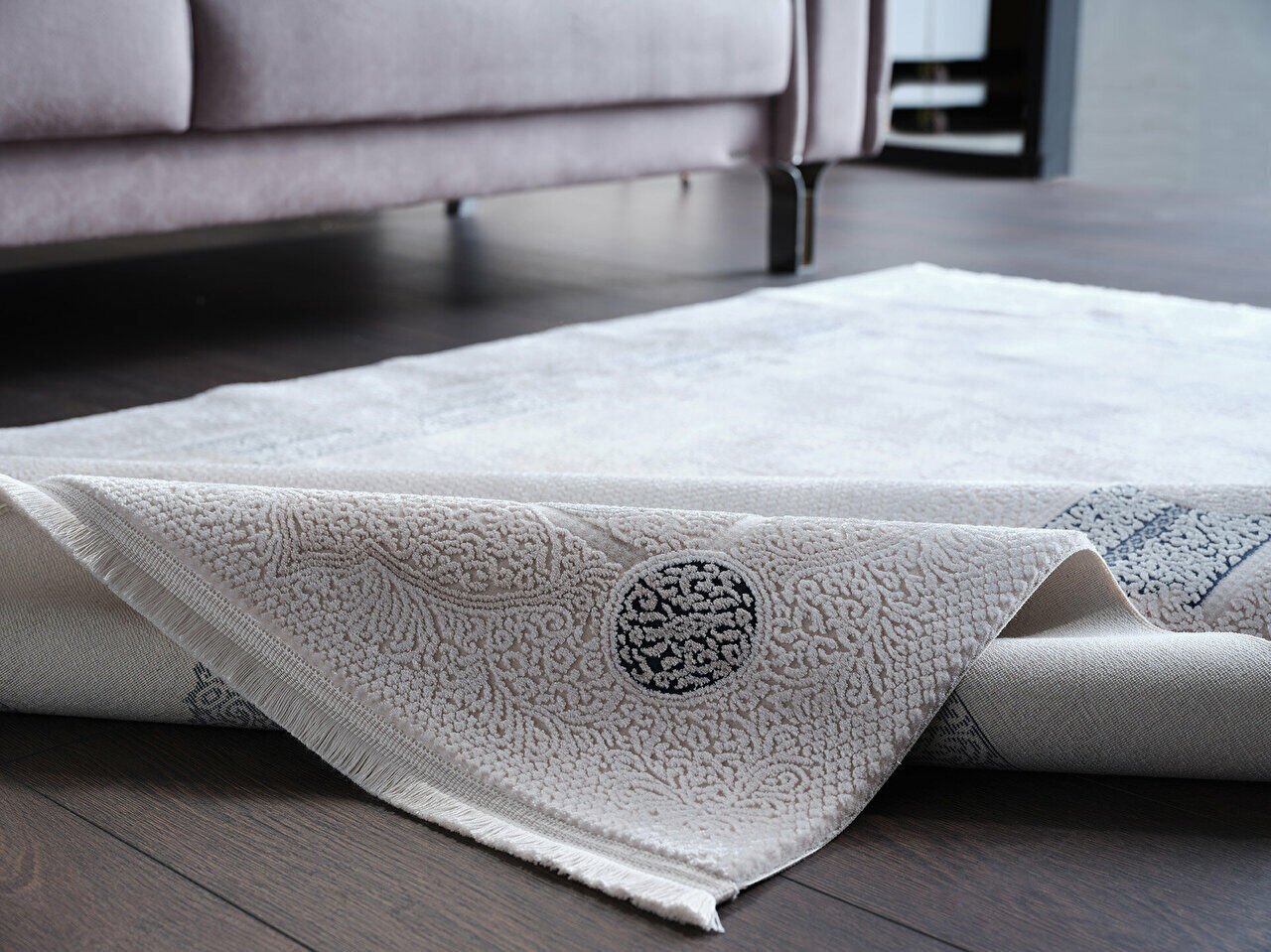 Esiliva 13919 Dikdörtgen Doğal İplik Makine Halısı 240X340 - Mavi