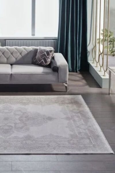 Esiliva 13919 Dikdörtgen Doğal İplik Makine Halısı 80X300 - Gri