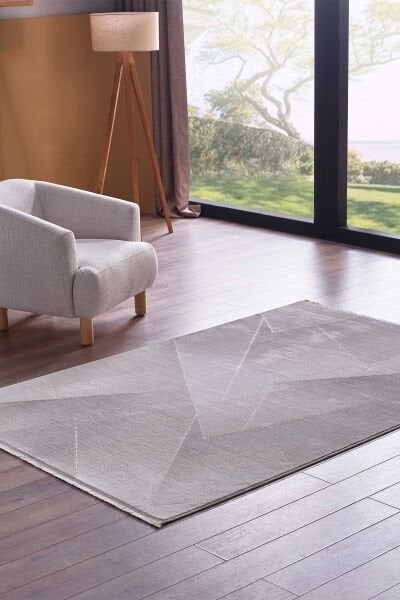 Ledax 17741 Dikdörtgen Polyester Makine Halısı Gri - 160X230