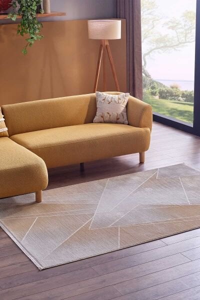 Ledax 17741 Dikdörtgen Polyester Makine Halısı Sarı - 160X230