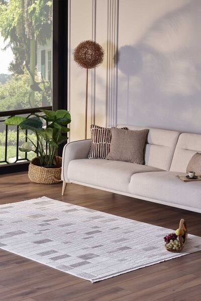 Ledax 17744 Dikdörtgen Polyester Makine Halısı Gri - 160X230