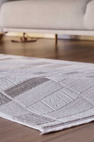 Ledax 17744 Dikdörtgen Polyester Makine Halısı Gri - 160X230