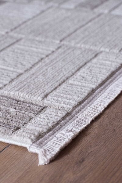 Ledax 17744 Dikdörtgen Polyester Makine Halısı Gri - 160X230