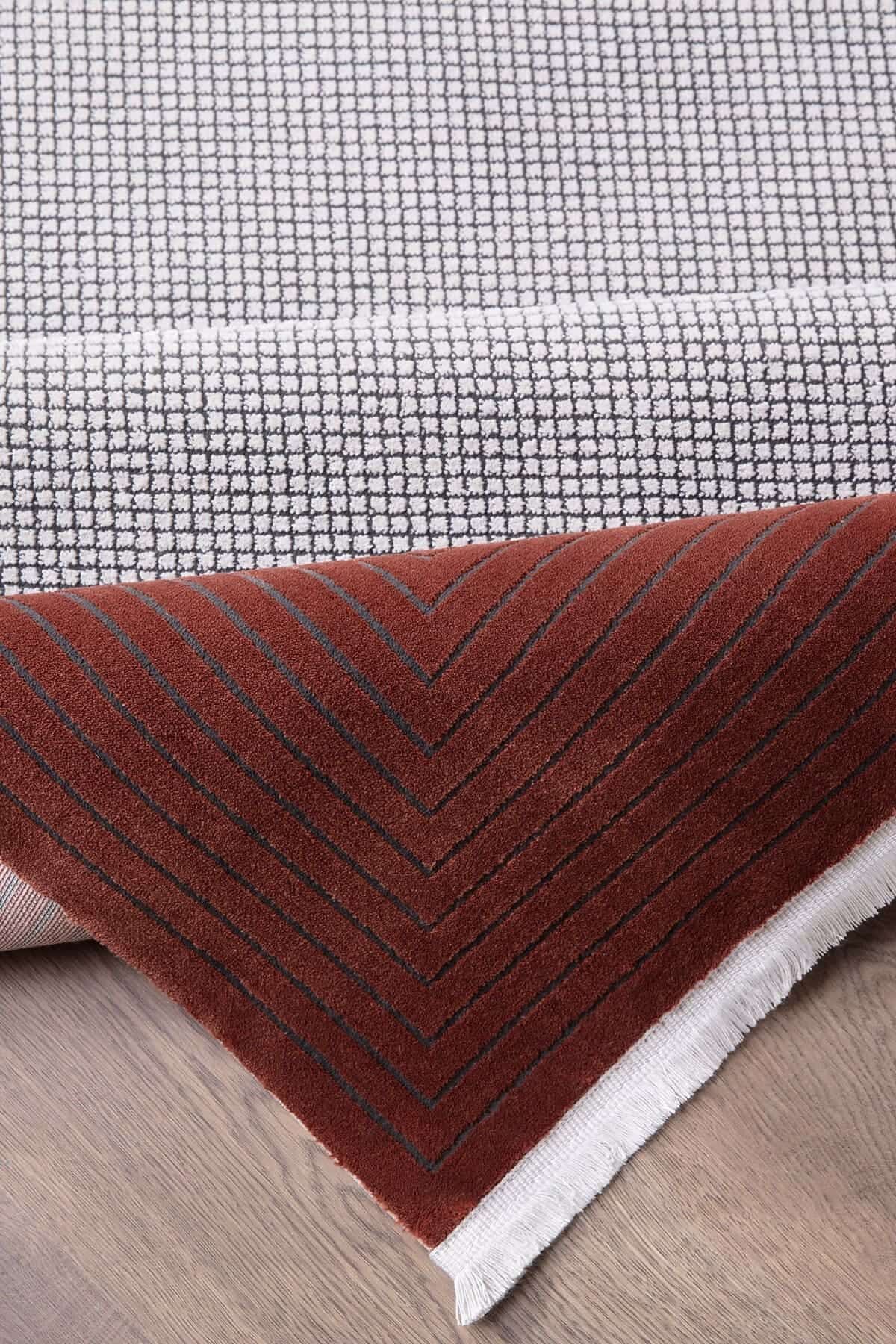 Tierra 12885 Dikdörtgen Tozumaz Makine Halısı 80X300 - Bakır