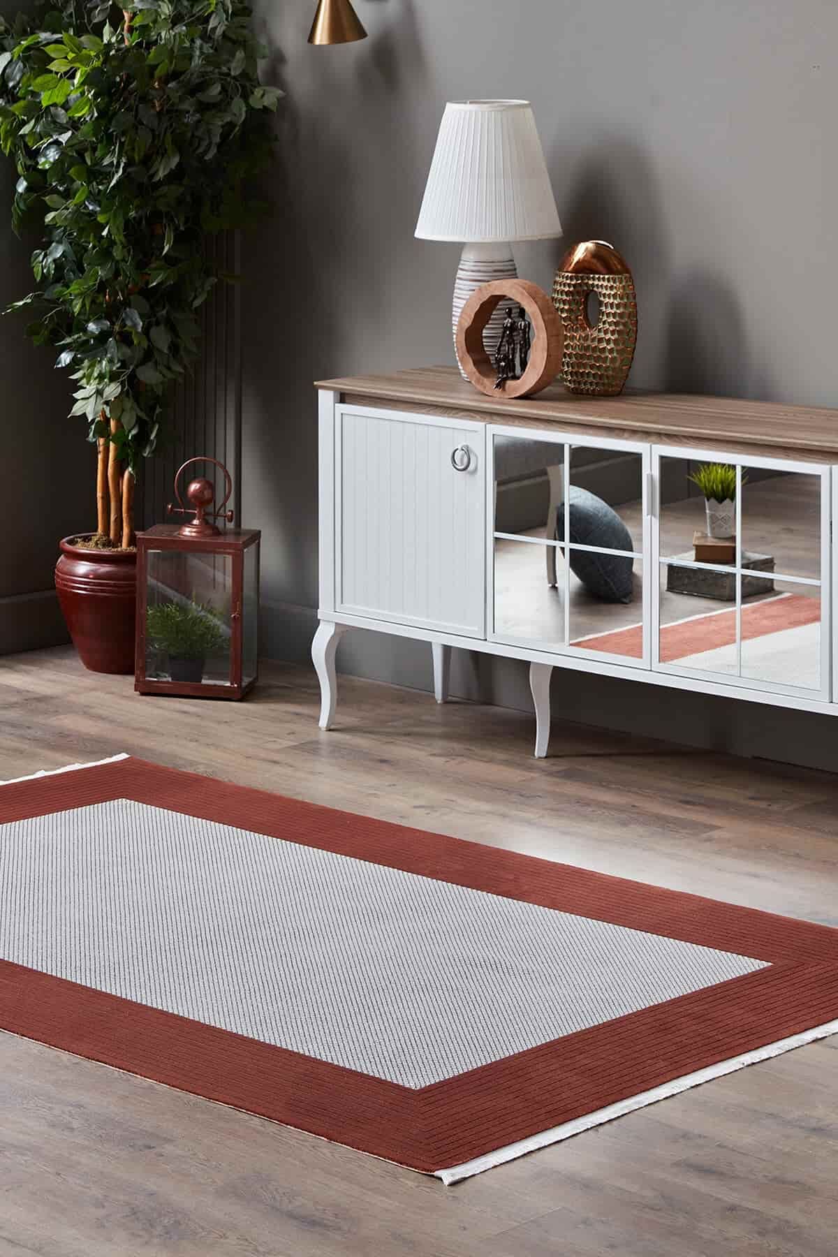 Tierra 12885 Dikdörtgen Tozumaz Makine Halısı 80X300 - Bakır
