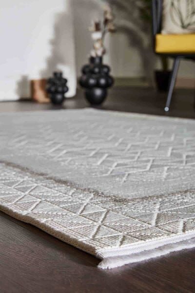 Carissa 13623 Dikdörtgen Akrilik Makine Halısı 80X300 - Gri