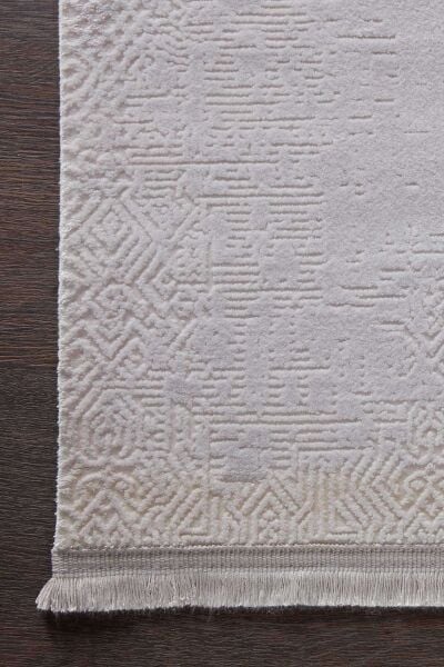 Black&Brown 13587  Dikdörtgen Doğal İplik Makine Halısı 80X150 - Beyaz