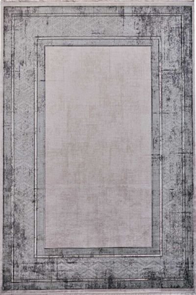 Black&Brown 13917 Dikdörtgen Doğal İplik Makine Halısı 80X150 - Gri